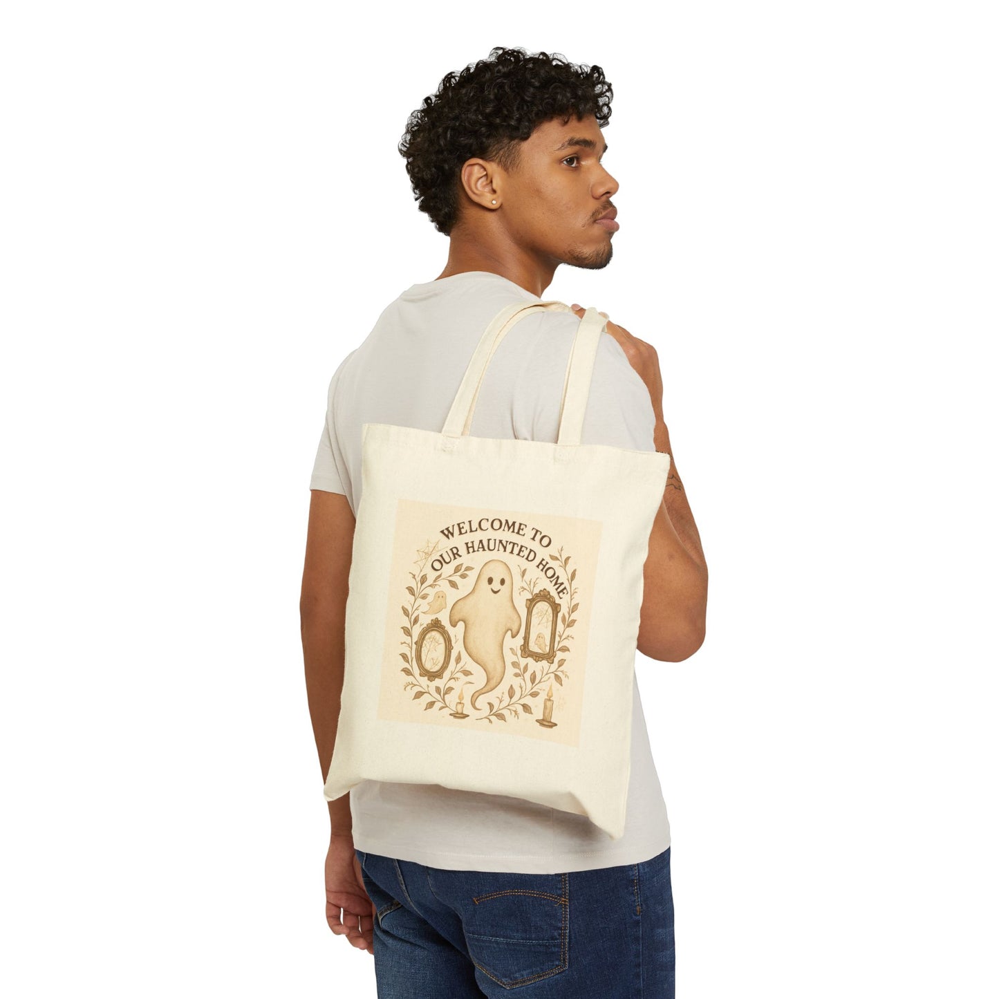 Cotton Canvas Haunted Home Tote Bag