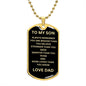 To My Son Love Dad Dog Tag