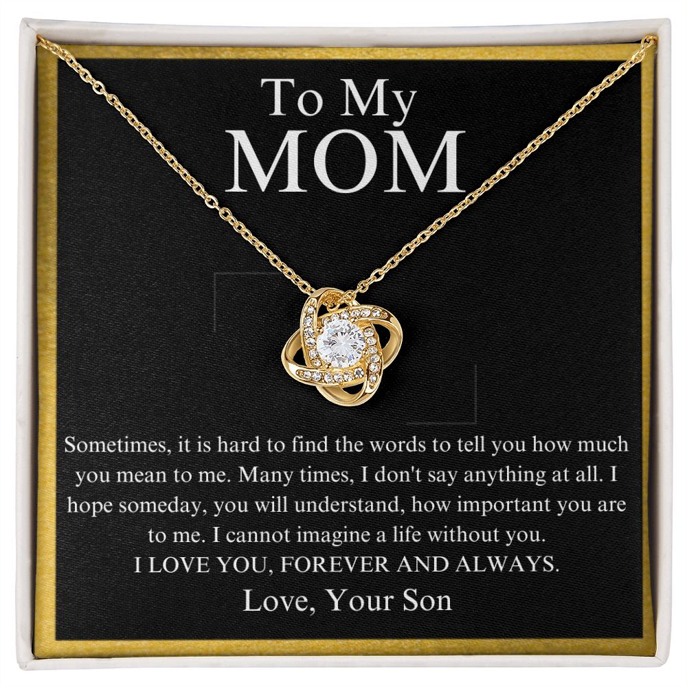 To My Mom, Love Your Son Knot Necklace