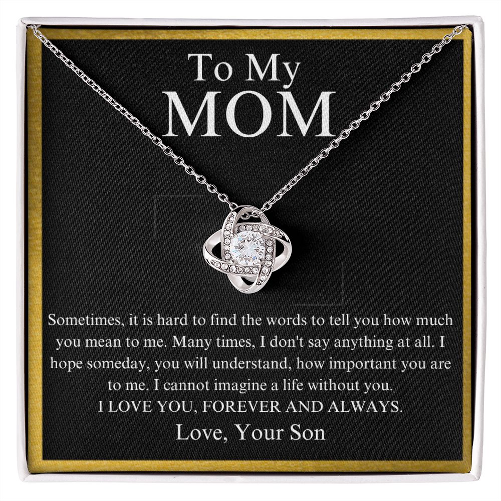 To My Mom, Love Your Son Knot Necklace