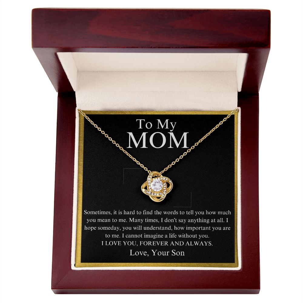 To My Mom, Love Your Son Knot Necklace