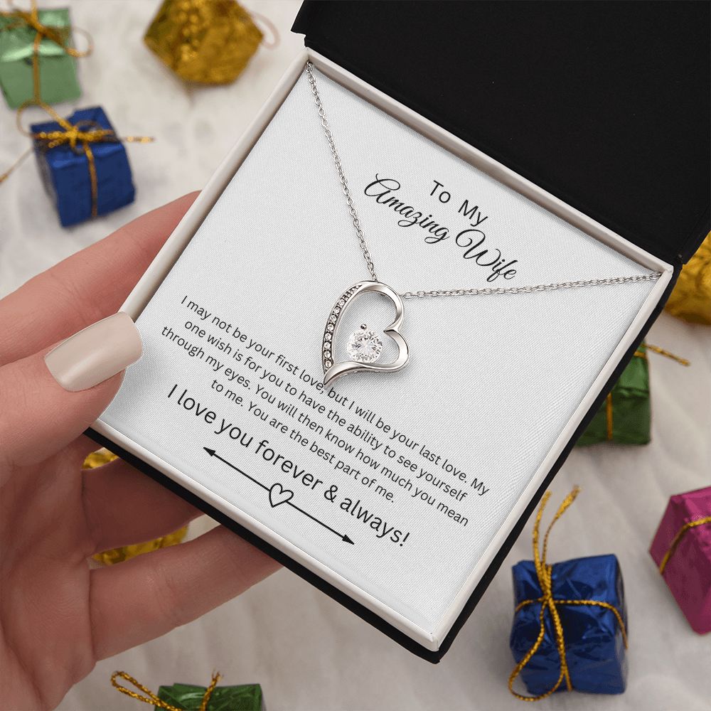 To My Amazing Wife Heart Necklace