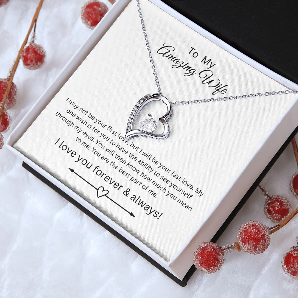 To My Amazing Wife Heart Necklace