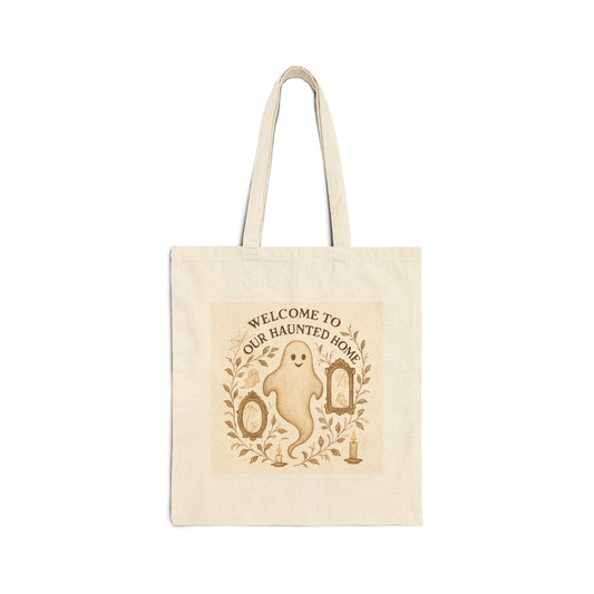 Cotton Canvas Haunted Home Tote Bag