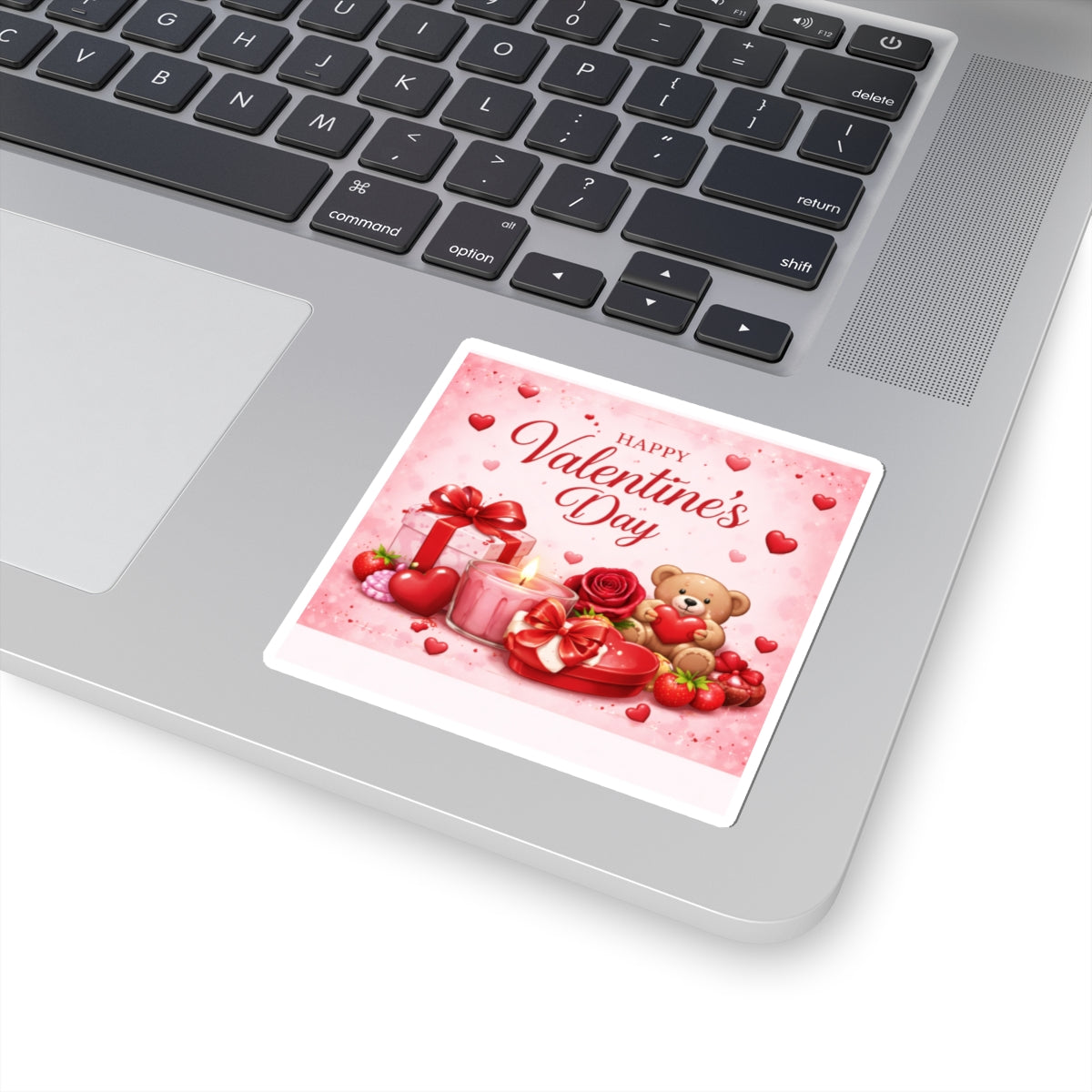 Happy Valentine's Day teddy, hearts, gifts Sticker | Kiss-Cut Sticker