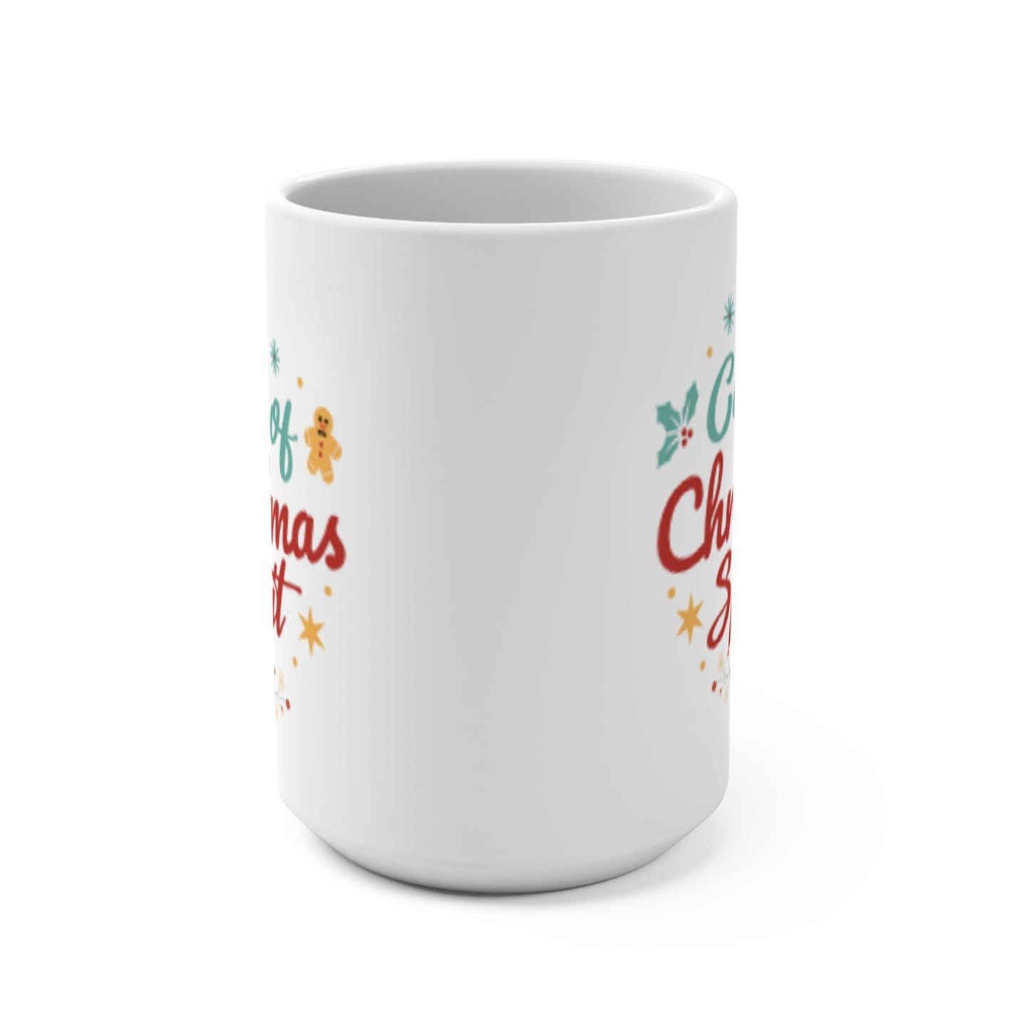 Cup of Christmas Spirit Mug | Holiday Santa Hat & Gingerbread Design