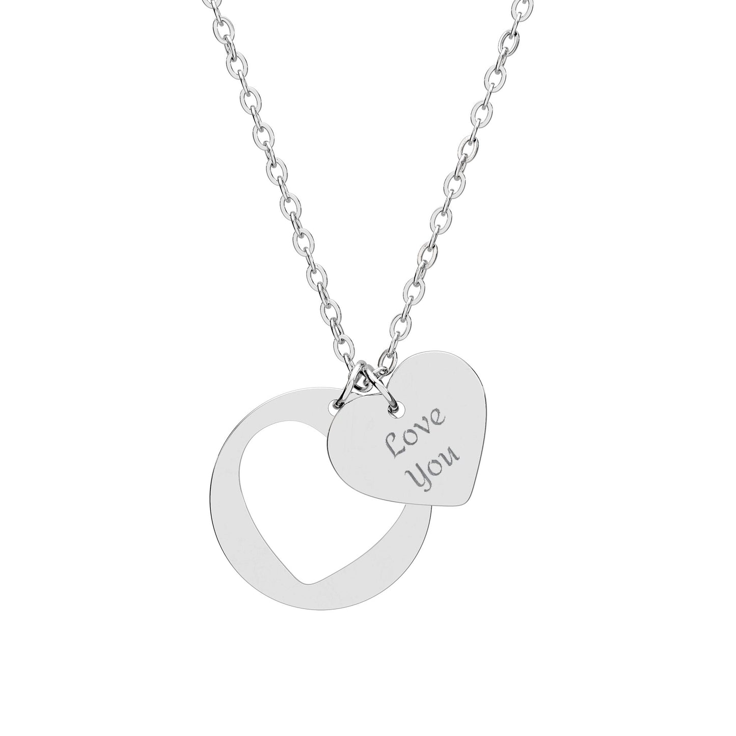 Engraved 'Love You' Heart Cutout Necklace — Personalized Valentine's Pendant