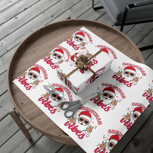 Black Santa Christmas Vibes Wrapping Paper