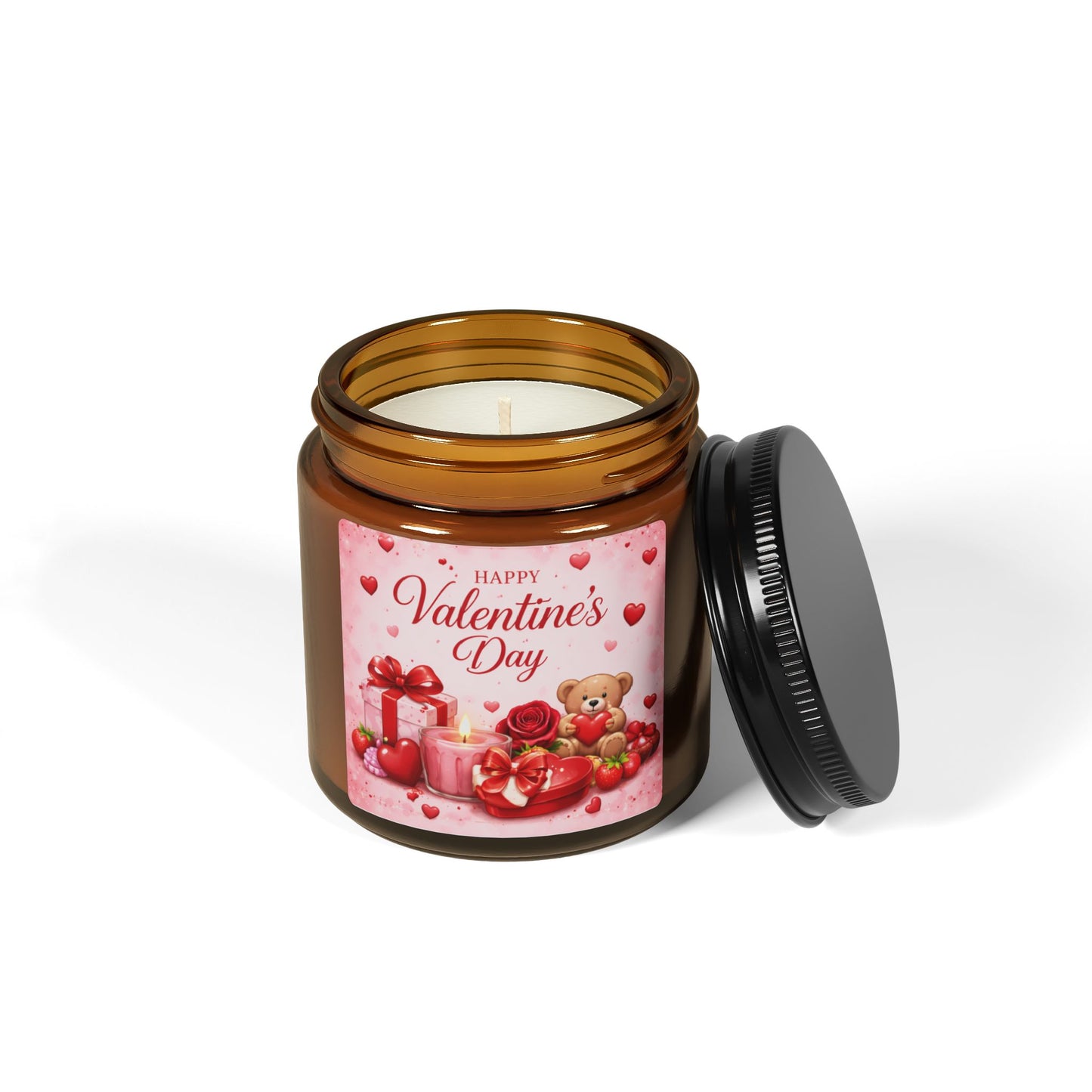 Valentine's Day Hearts & Teddy Candle