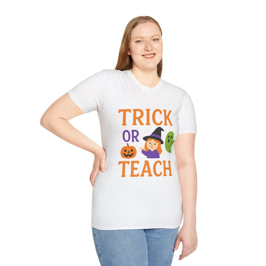 Fun Halloween Teacher T-Shirt, Trick or Teach Shirt, Unisex Halloween Shirt, Teacher Gift, Fall Festivities Apparel
