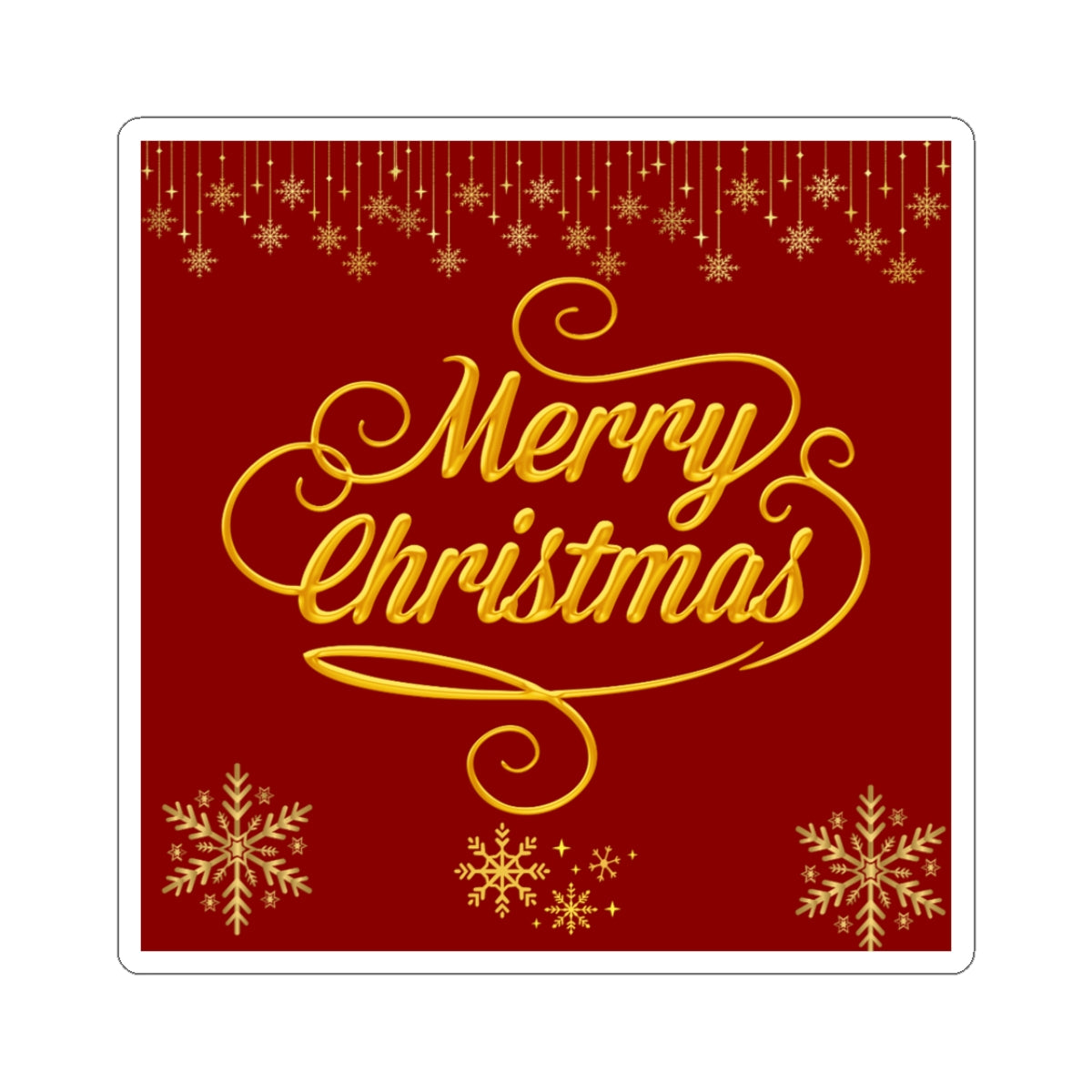 Merry Christmas Gold Script Sticker – Festive Kiss-Cut Holiday Decal