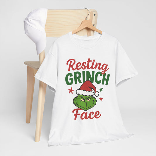 Resting Grinch Face T-Shirt | Christmas Grinch Santa Hat Holiday Tee