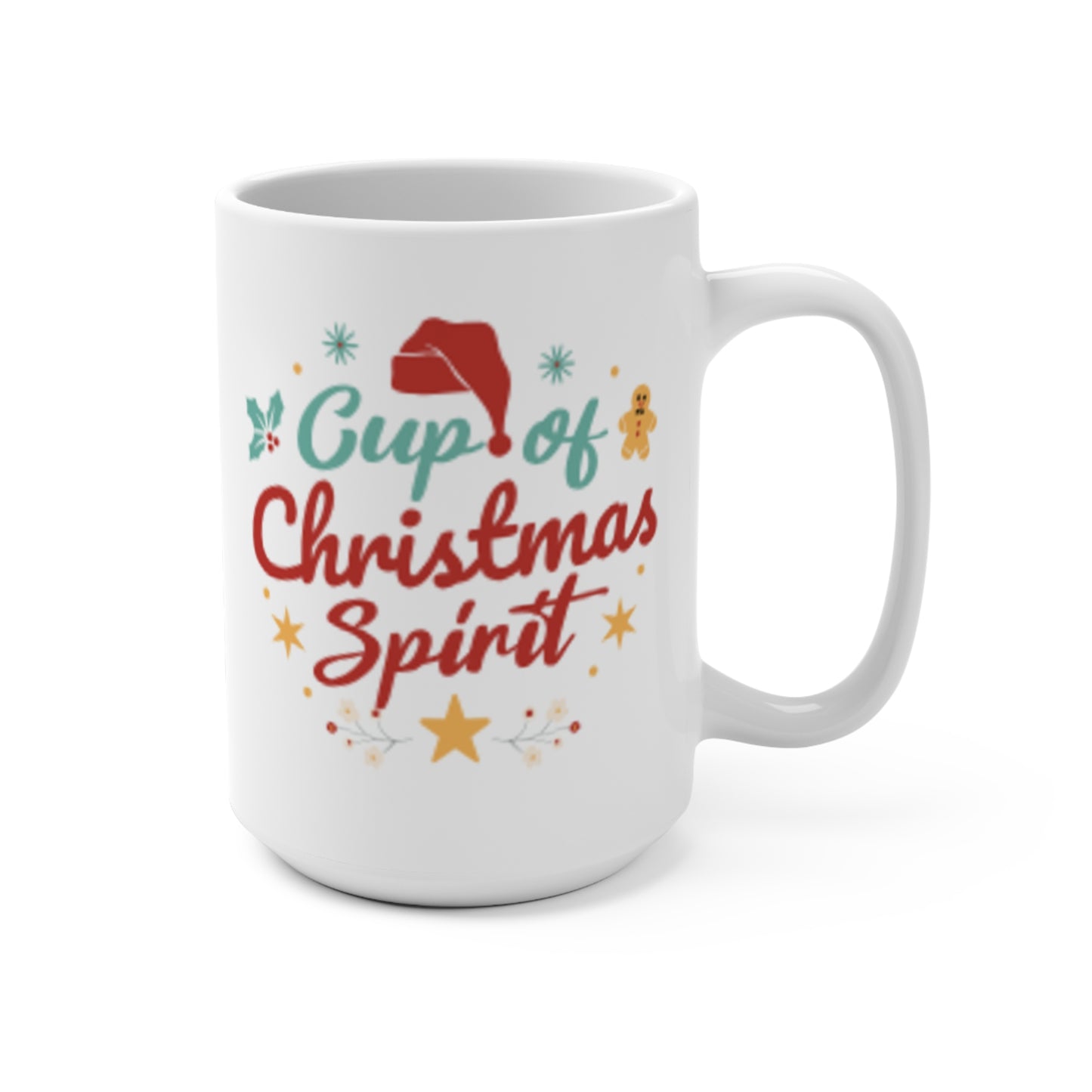 Cup of Christmas Spirit Mug | Holiday Santa Hat & Gingerbread Design