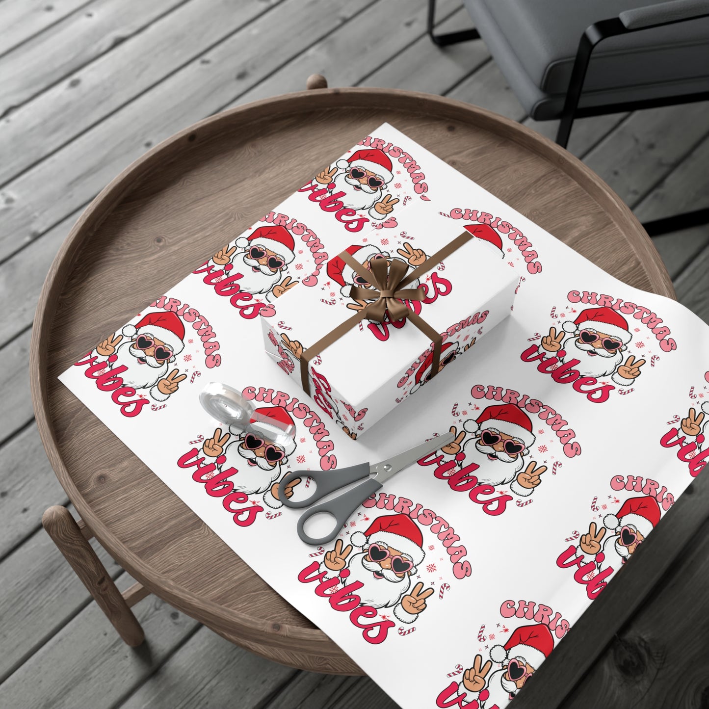 Black Santa Christmas Vibes Wrapping Paper