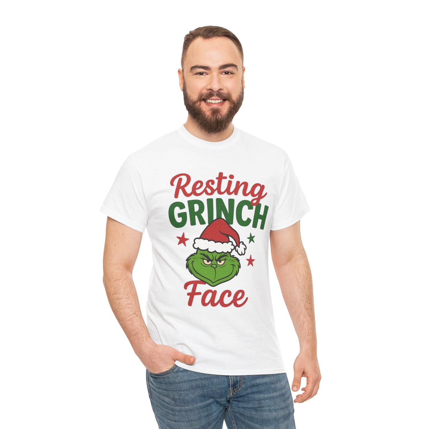 Resting Grinch Face T-Shirt | Christmas Grinch Santa Hat Holiday Tee