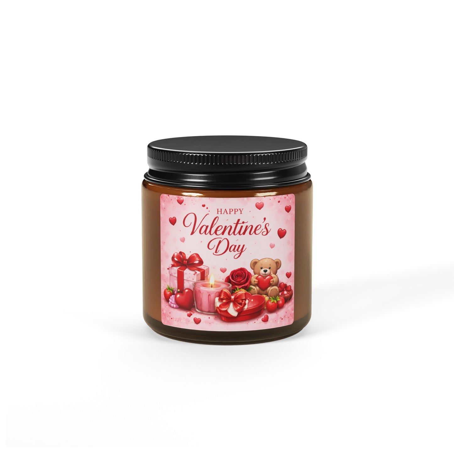 Valentine's Day Hearts & Teddy Candle