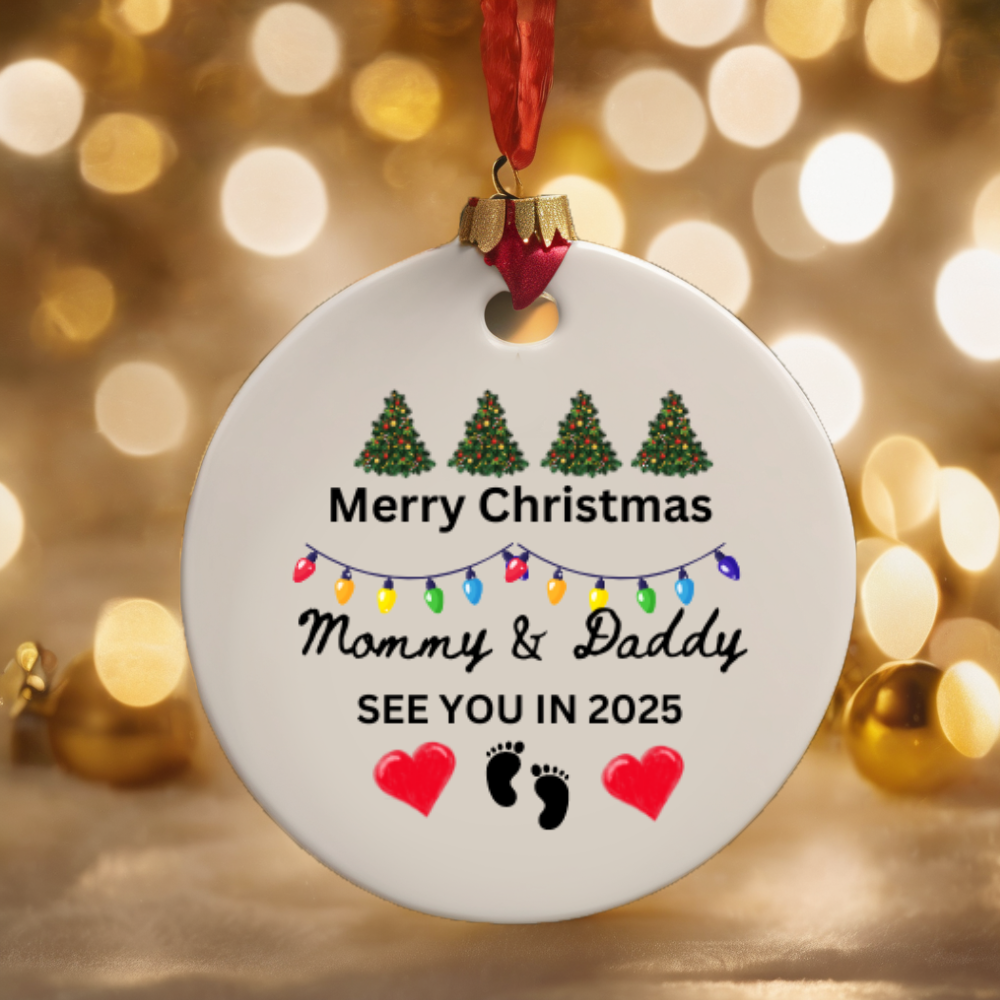 Merry Christmas Mommy and Daddy Christmas Ornament