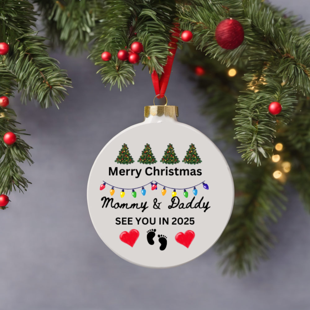 Merry Christmas Mommy and Daddy Christmas Ornament