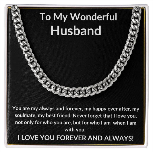 To My Wonderful Husband Cuban Link Chain