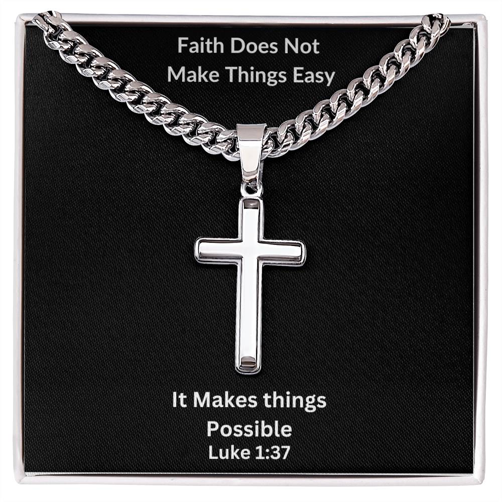 Faith Makes Things Possible Cross Necklace