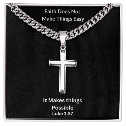 Faith Makes Things Possible Cross Necklace