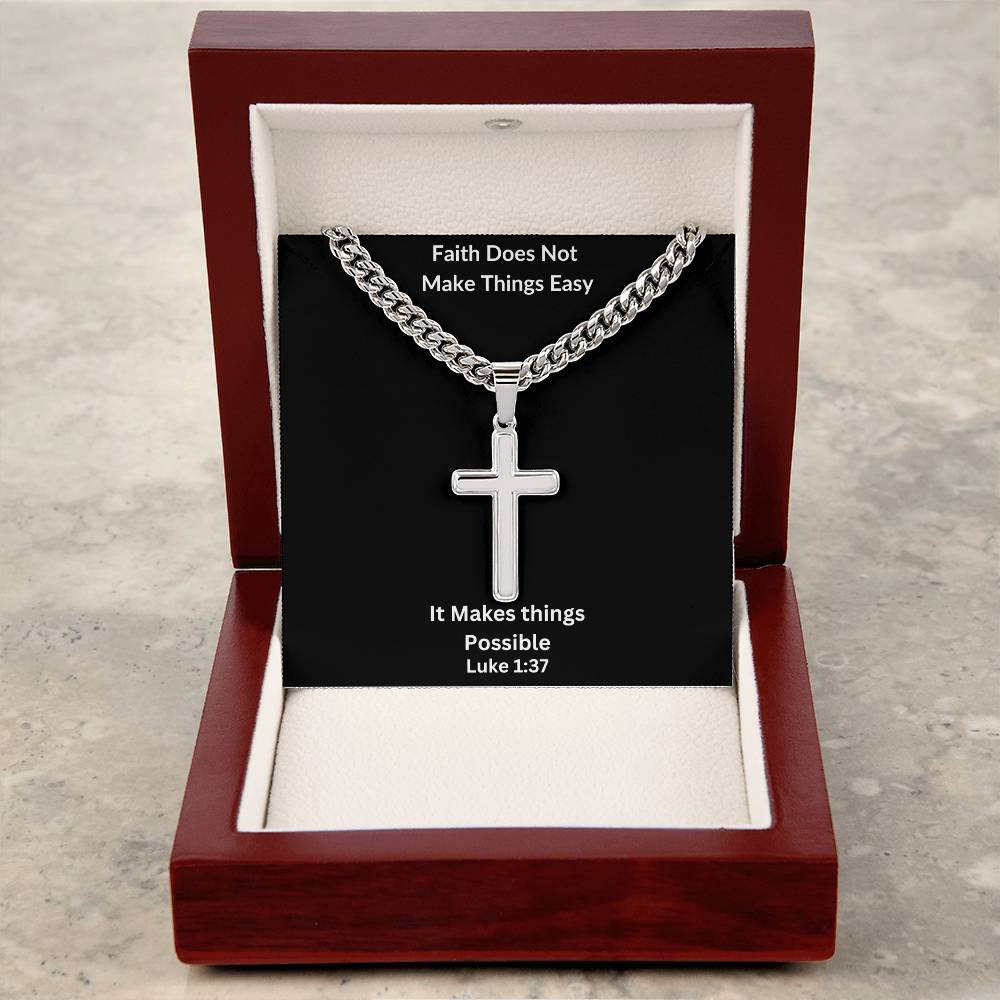 Faith Makes Things Possible Cross Necklace