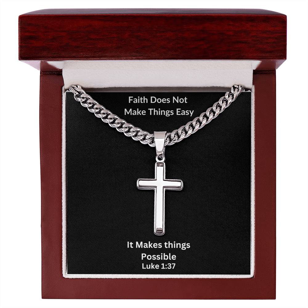 Faith Makes Things Possible Cross Necklace