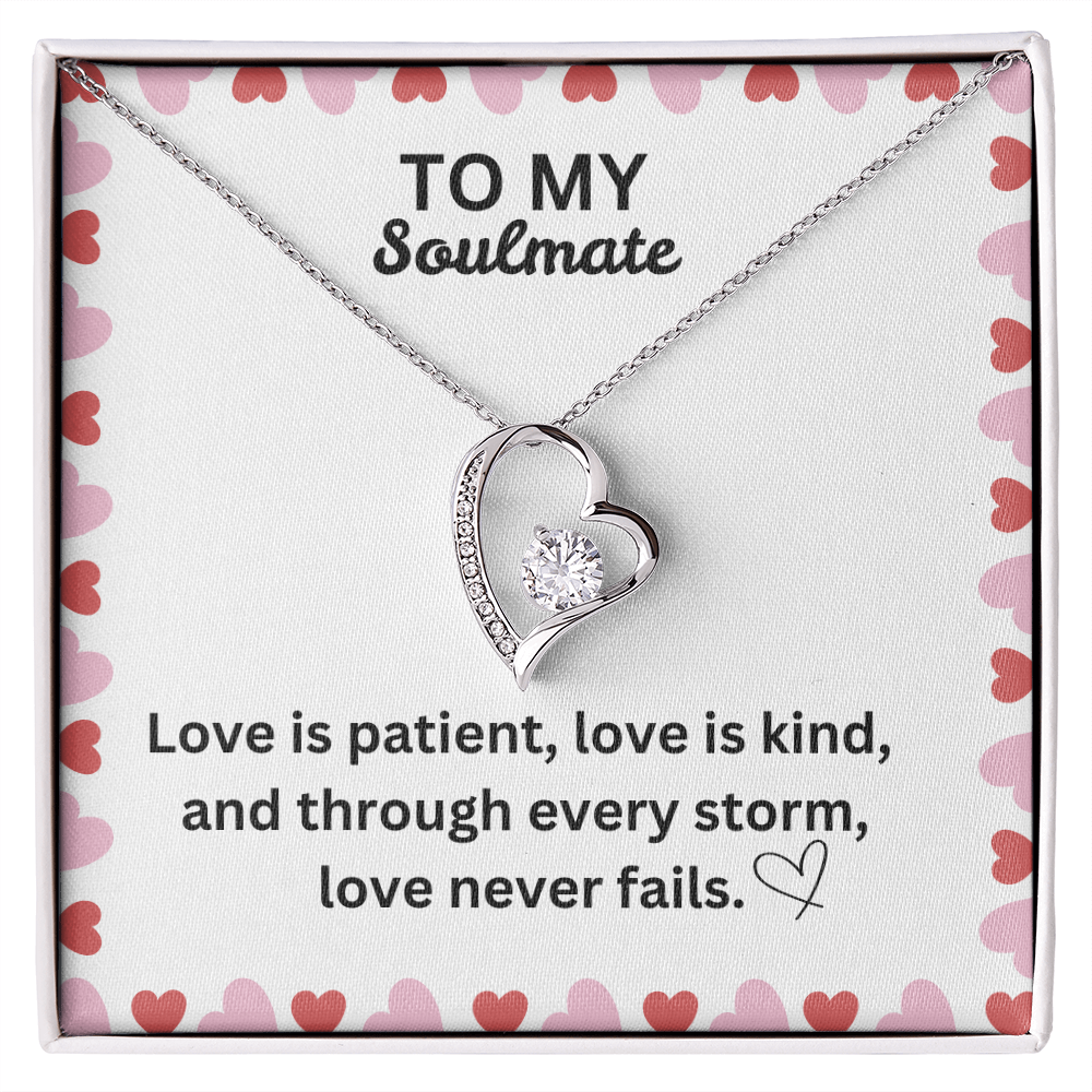 Love Never Fails Heart Necklace