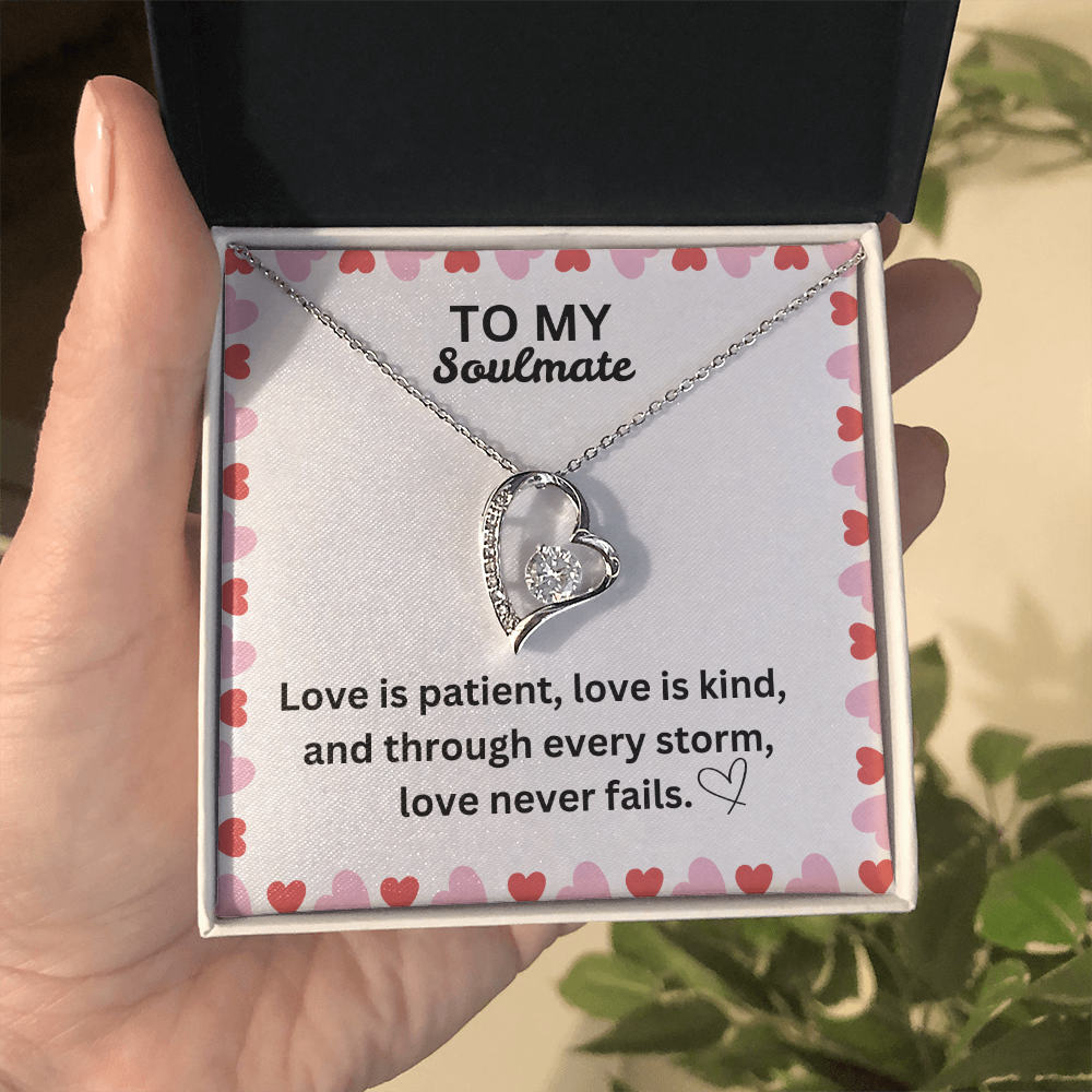 Love Never Fails Heart Necklace