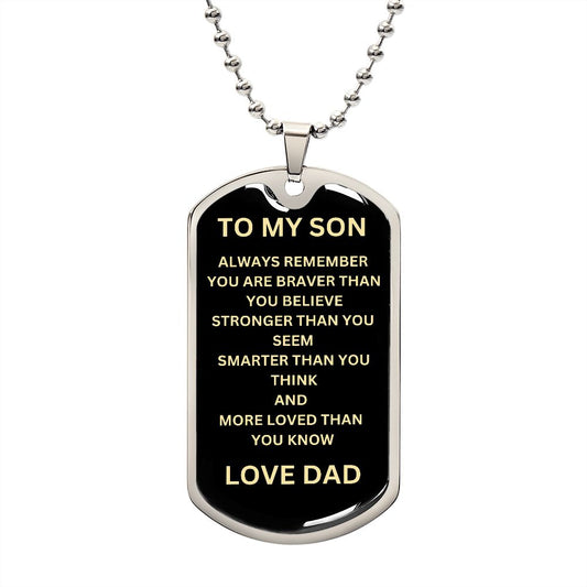 To My Son Love Dad Dog Tag