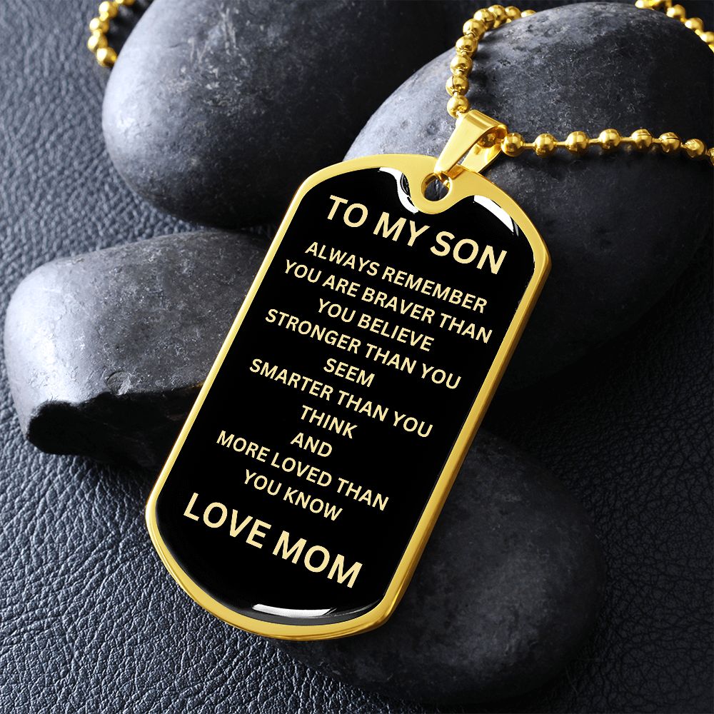 To My Son  Love Mom Dog Tag