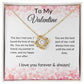To My Valentine Love Knot Necklace
