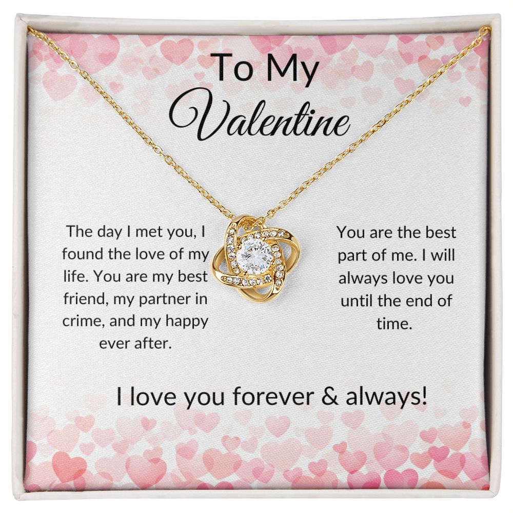 To My Valentine Love Knot Necklace