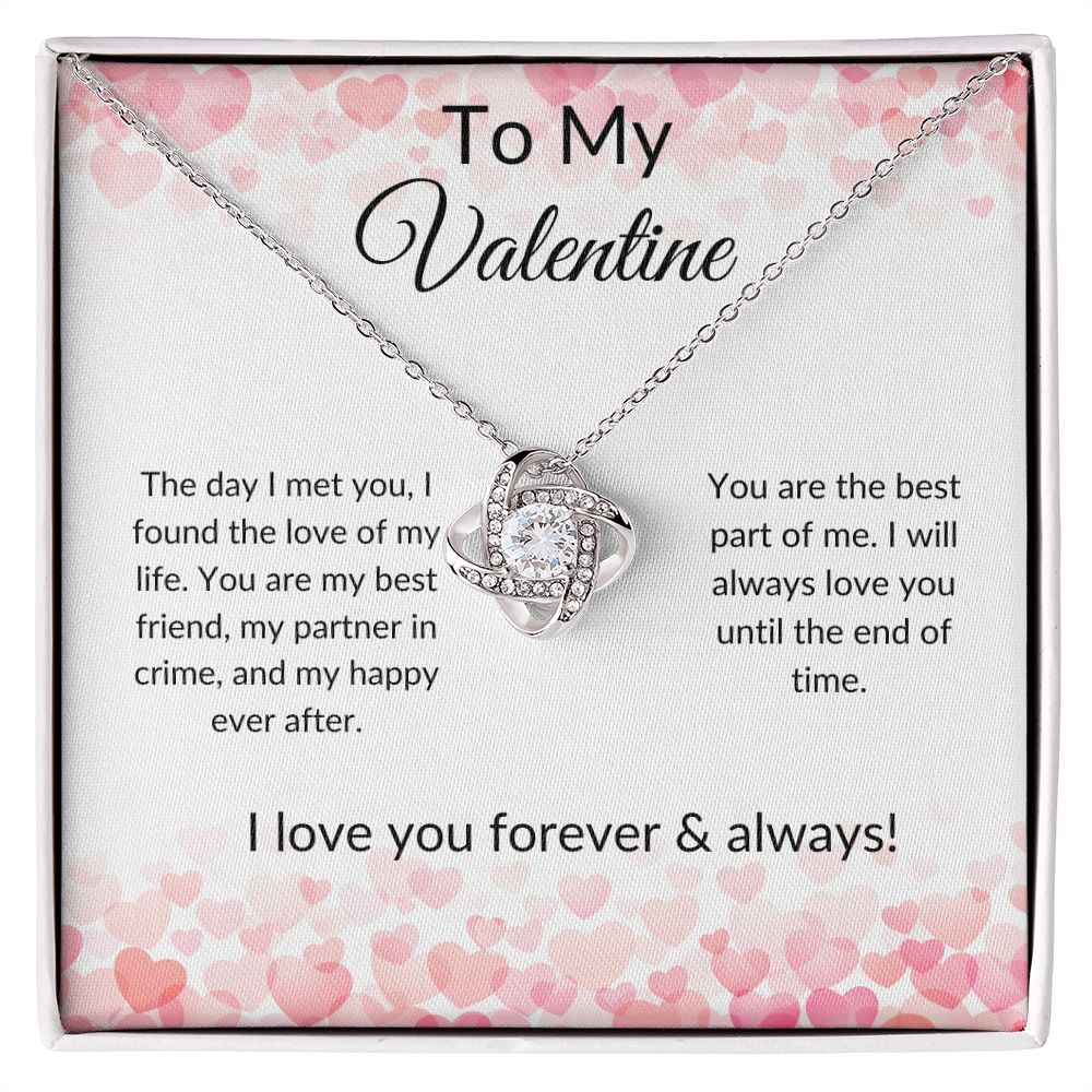 To My Valentine Love Knot Necklace