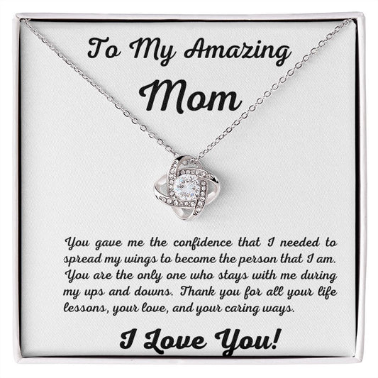 To My Amazing Mom Love Knot Necklace