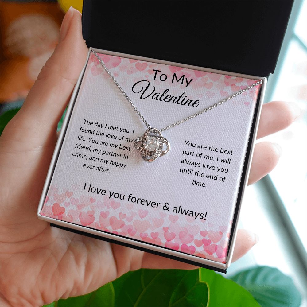 To My Valentine Love Knot Necklace