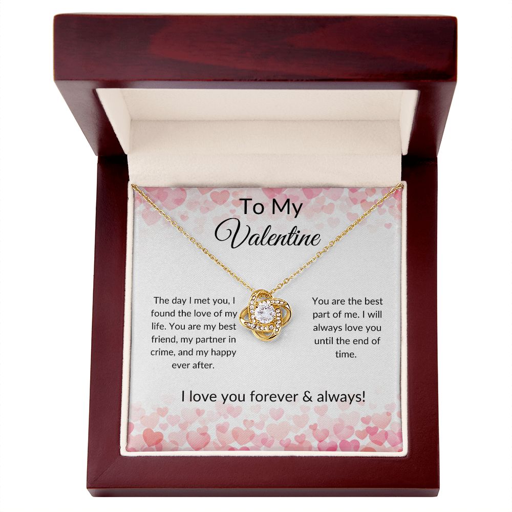 To My Valentine Love Knot Necklace