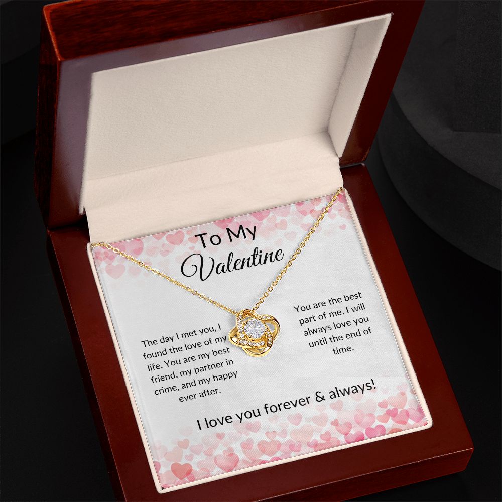 To My Valentine Love Knot Necklace