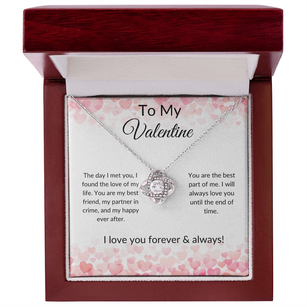 To My Valentine Love Knot Necklace